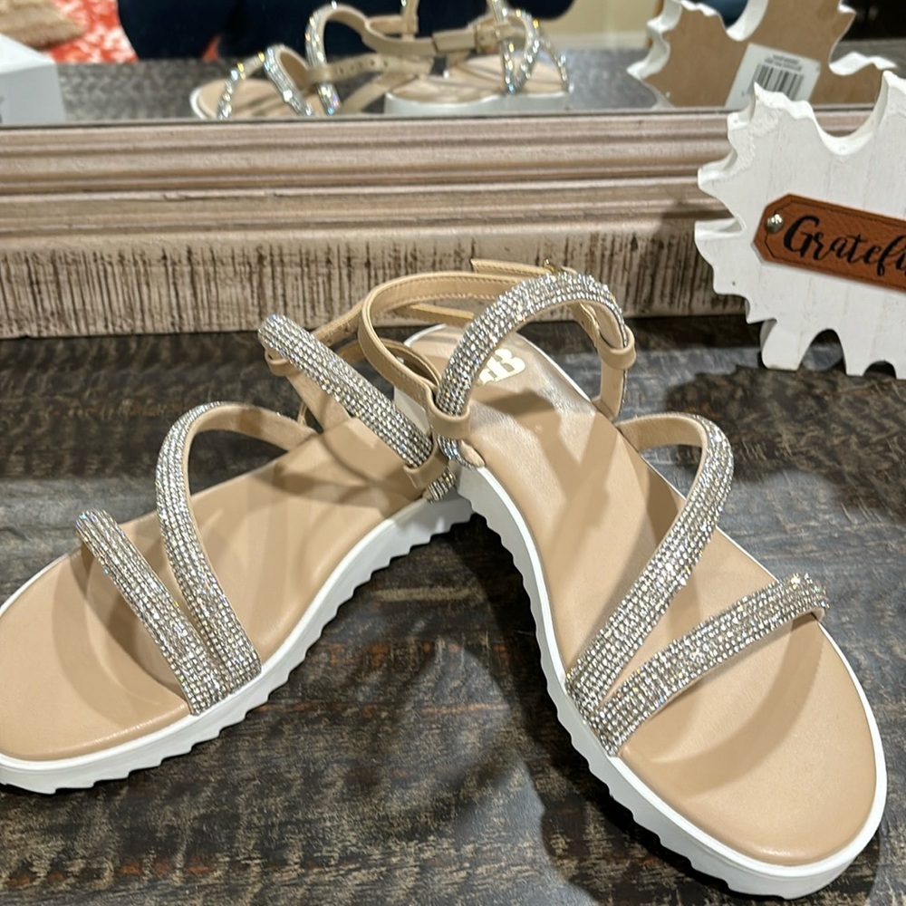 GB silver flat sandals brand new.